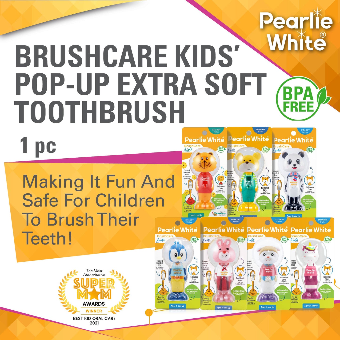 BrushCare Kids Pop-Up Extra Soft Toothbrush