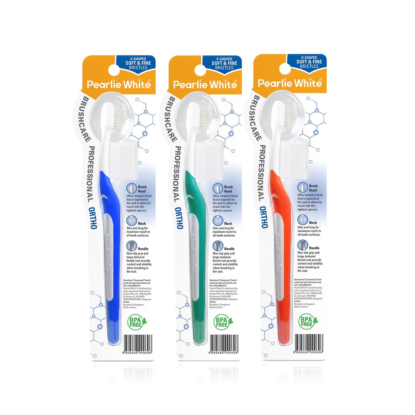 BrushCare Professional Ortho Soft Toothbrush Triple Pack