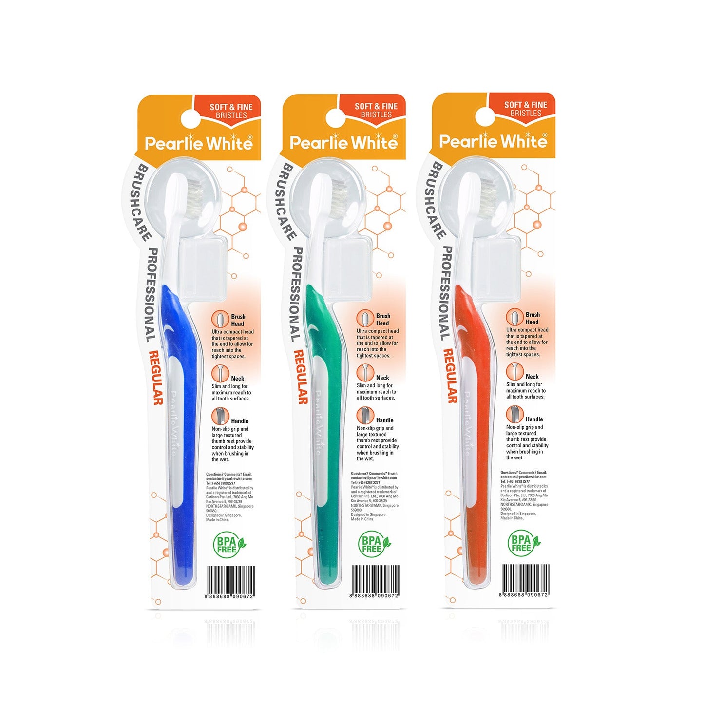 BrushCare Professional Regular Soft Toothbrush Triple Pack